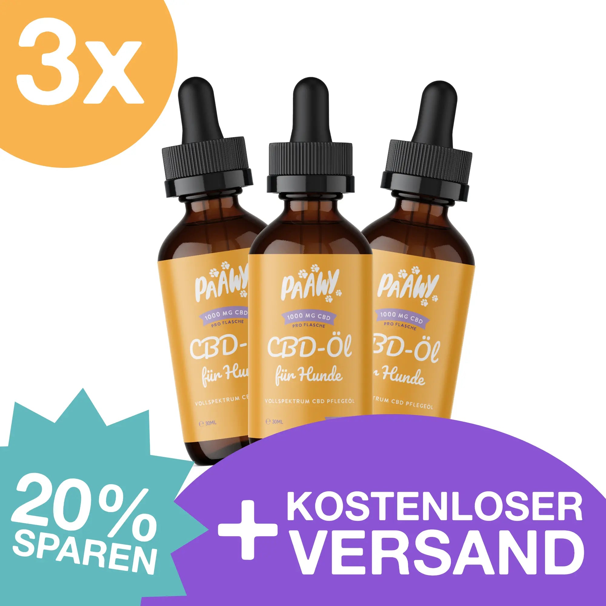 Paawy CBD Öl Hund – 1.000 mg reines Vollspektrum CBD – das natürliche Beruhigungsmittel für Hunde