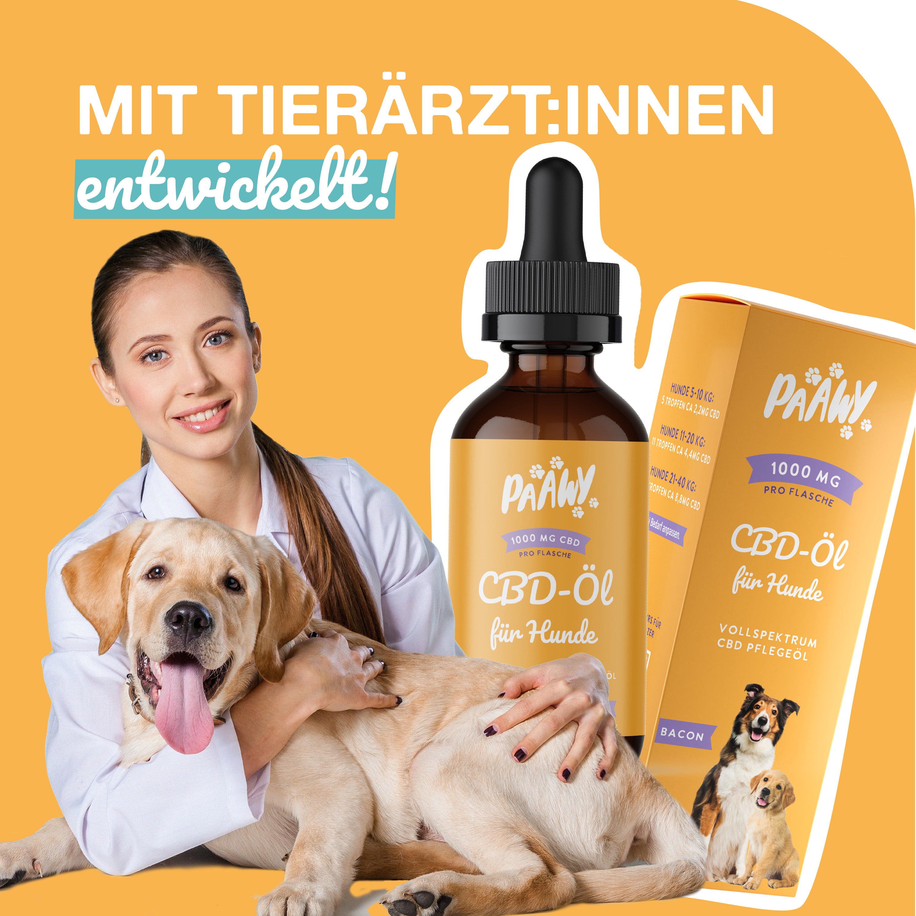 Paawy CBD Öl Hund – 1.000 mg reines Vollspektrum CBD – das natürliche Beruhigungsmittel für Hunde